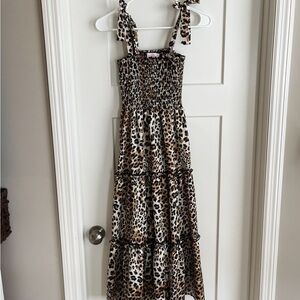 Pink Lily Leopard Print Smocked Dress